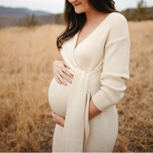 Nothing Fits But White Maternity Sweater Dress